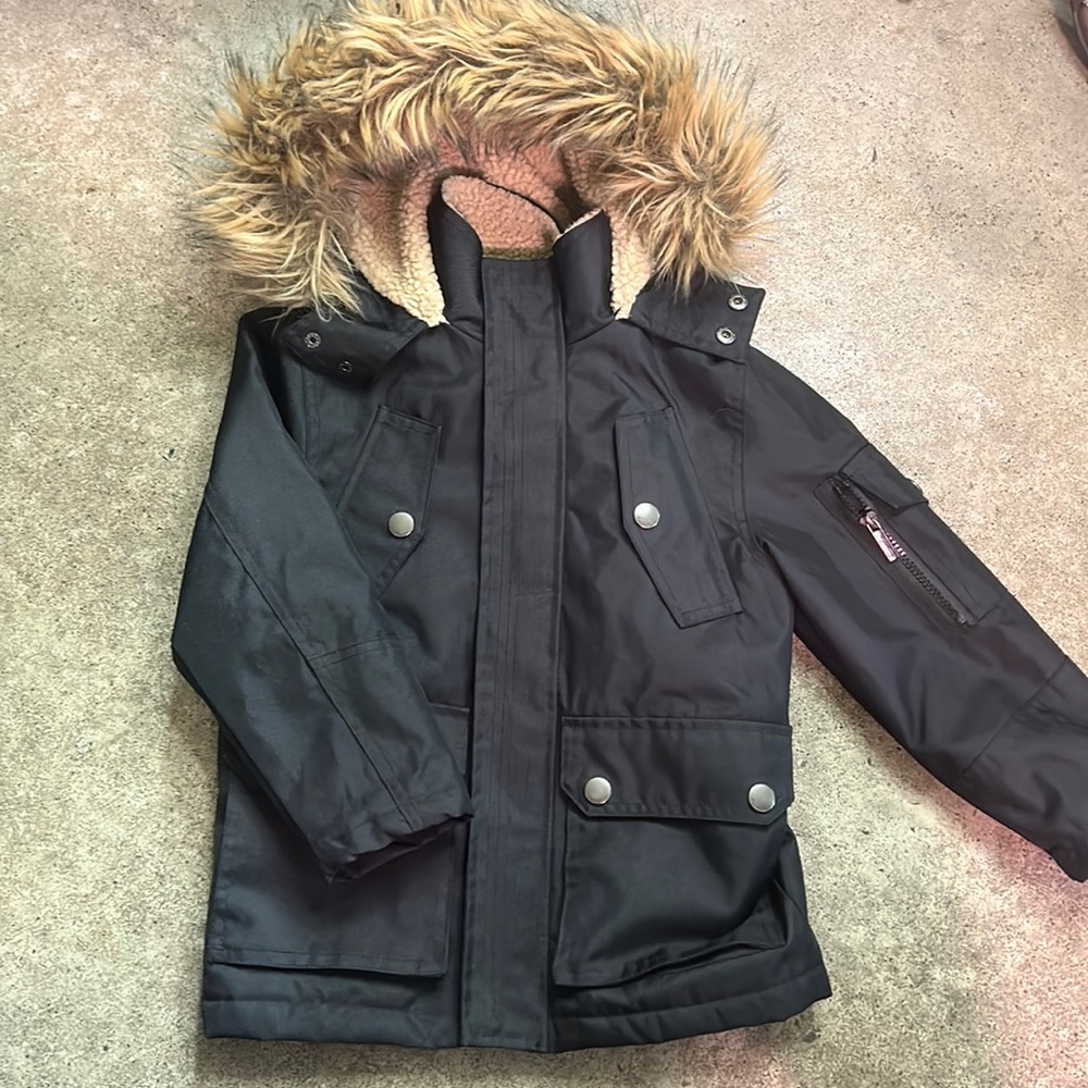 French Laundry Winter Jacket Faux Fur Hood Size 5-6
